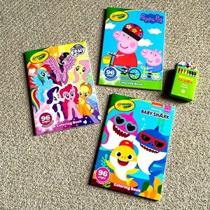 Kids’ Crayola Coloring Books With Stickers (3) & Mondo Llama 24ct Crayons